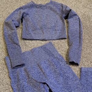 Purple Lavendae Women's Leggings and Long Sleeve Top Set Yoga